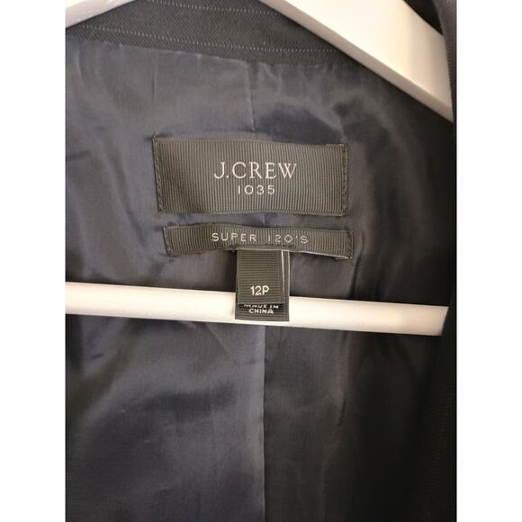 J. Crew Blazer Women 12P Navy Striped 1035 Super 120s Wool Career Jacket Pocket - Picture 5 of 14